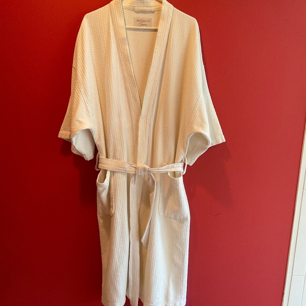 Monarch Cypress White Cotton Bath Robe One Size Fits Most